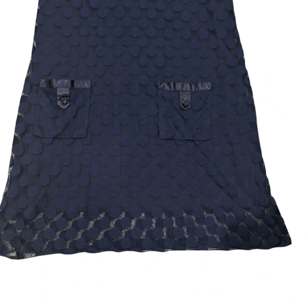 En Focus Navy Blue Polka Dot Women's A-Line Dress-size large - Picture 4 of 7